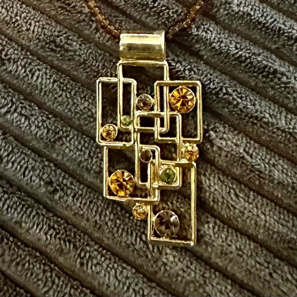 Lia Sophia Geometric Gold Necklace with Gem Accents